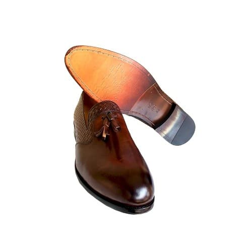 Weaved Tassel Loafers - Brown