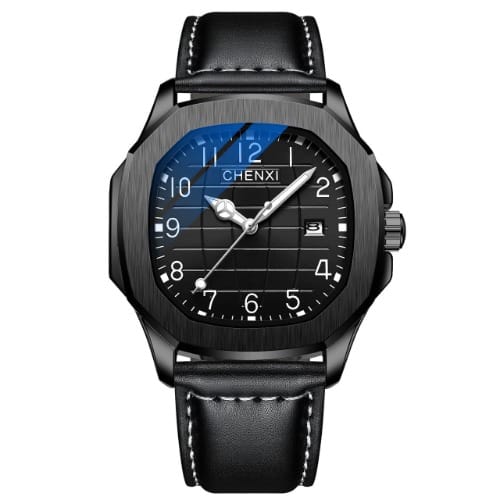 Men's Business Leather Wristwatch - Black