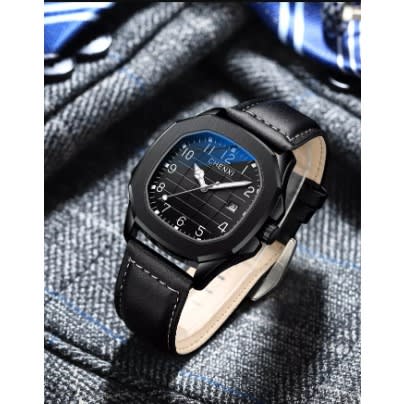 Men's Business Leather Wristwatch - Black