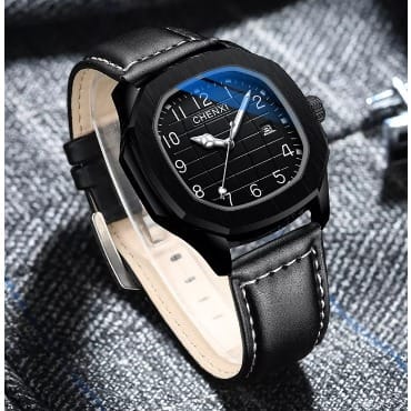 Men's Business Leather Wristwatch - Black