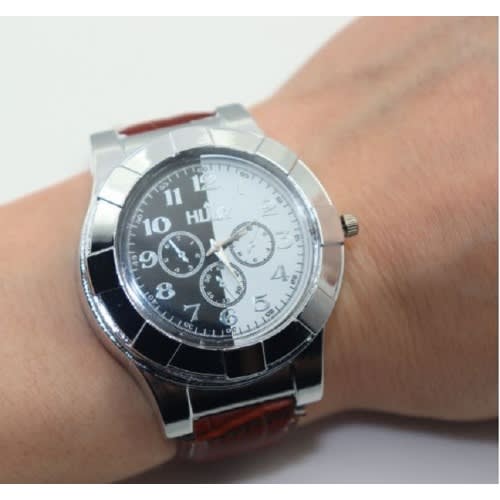 Huay Rechargeable USB Leather Men's Electronic Wrist Watch - Lighter Brown