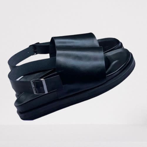 Mens Leather Sandals - Black