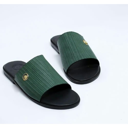 Classy Male Basket Green Leather Slippers