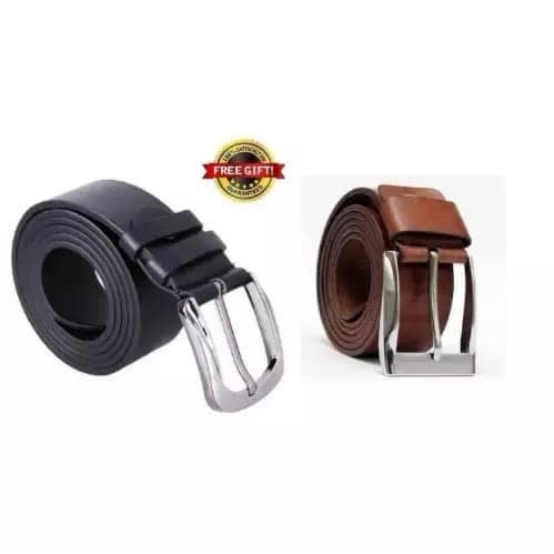 2 Leather belts - Brown/Black