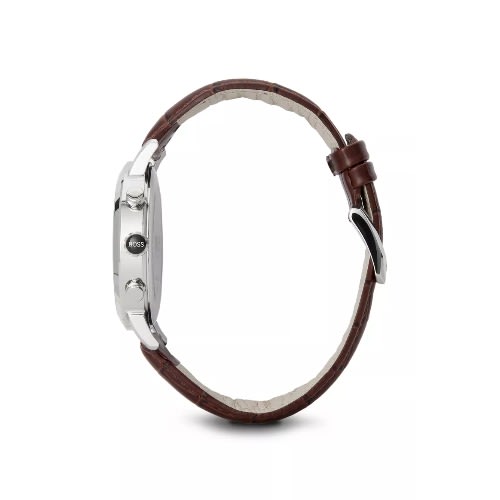 Chronograph White Dial Leather Men's Watch 1512871 - Brown