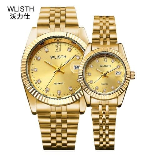 Wlisth Couple Wrist Watch - Gold Face