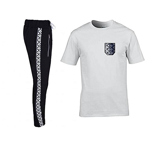 Ankara Stripe Black Joggers And Top