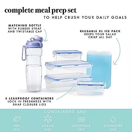 Fit & Fresh Deluxe Athleisure Lunch Bag Set - 7-Piece