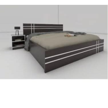 Boa Furnitures-Ronny Strip Bed Frame With Night Stand - 6ft By 6ft