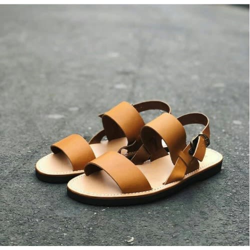 Realwon Classic Brown Step Leather Sandals