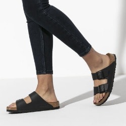 Unisex Two Buckle Black Leather Birkenstock