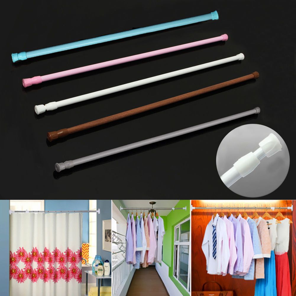 Extendable Telescopic Spring Loaded Tension Curtain Voile Net Shower Rod Pole-White