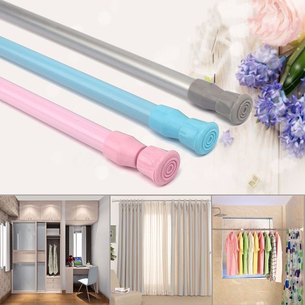 Extendable Telescopic Spring Loaded Tension Curtain Voile Net Shower Rod Pole-White