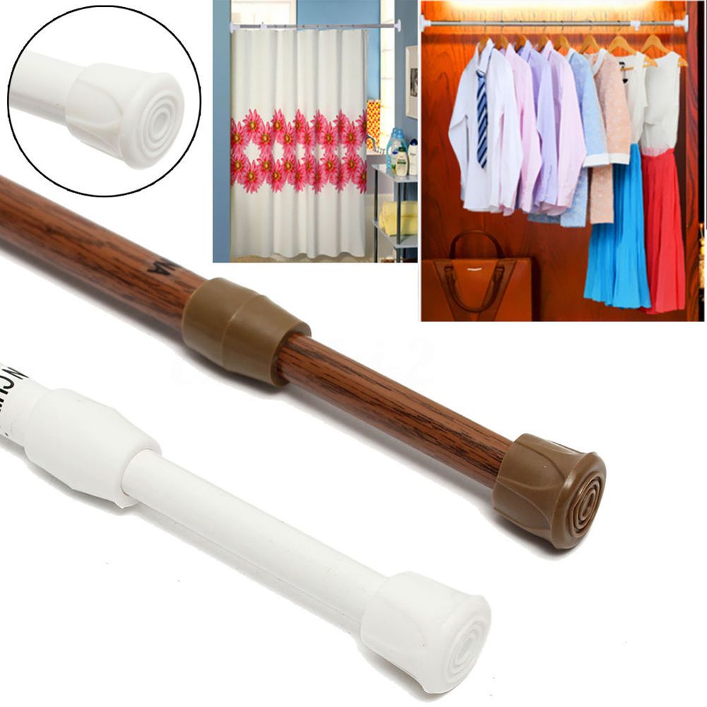 Extendable Telescopic Spring Loaded Tension Curtain Voile Net Shower Rod Pole-White