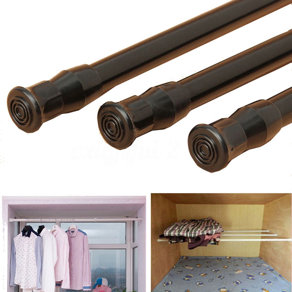 Extendable Telescopic Spring Loaded Tension Curtain Voile Net Shower Rod Pole-White