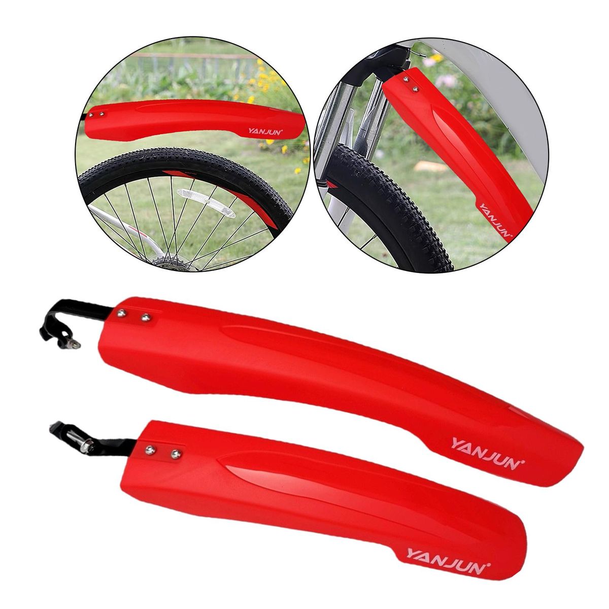 Mountain Bike Mudguard Set Adjustable Cycling Parts Protector Full Red