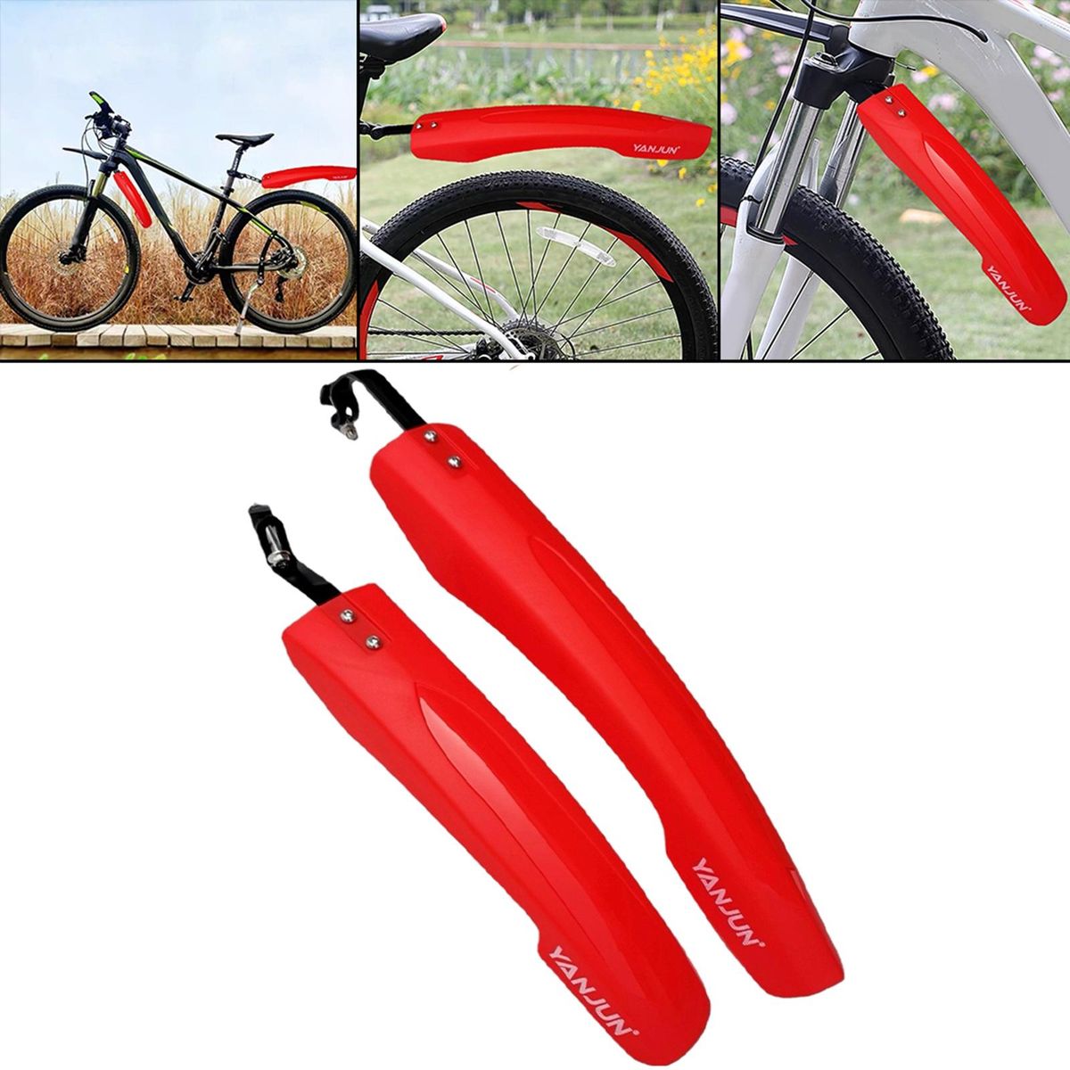 Mountain Bike Mudguard Set Adjustable Cycling Parts Protector Full Red