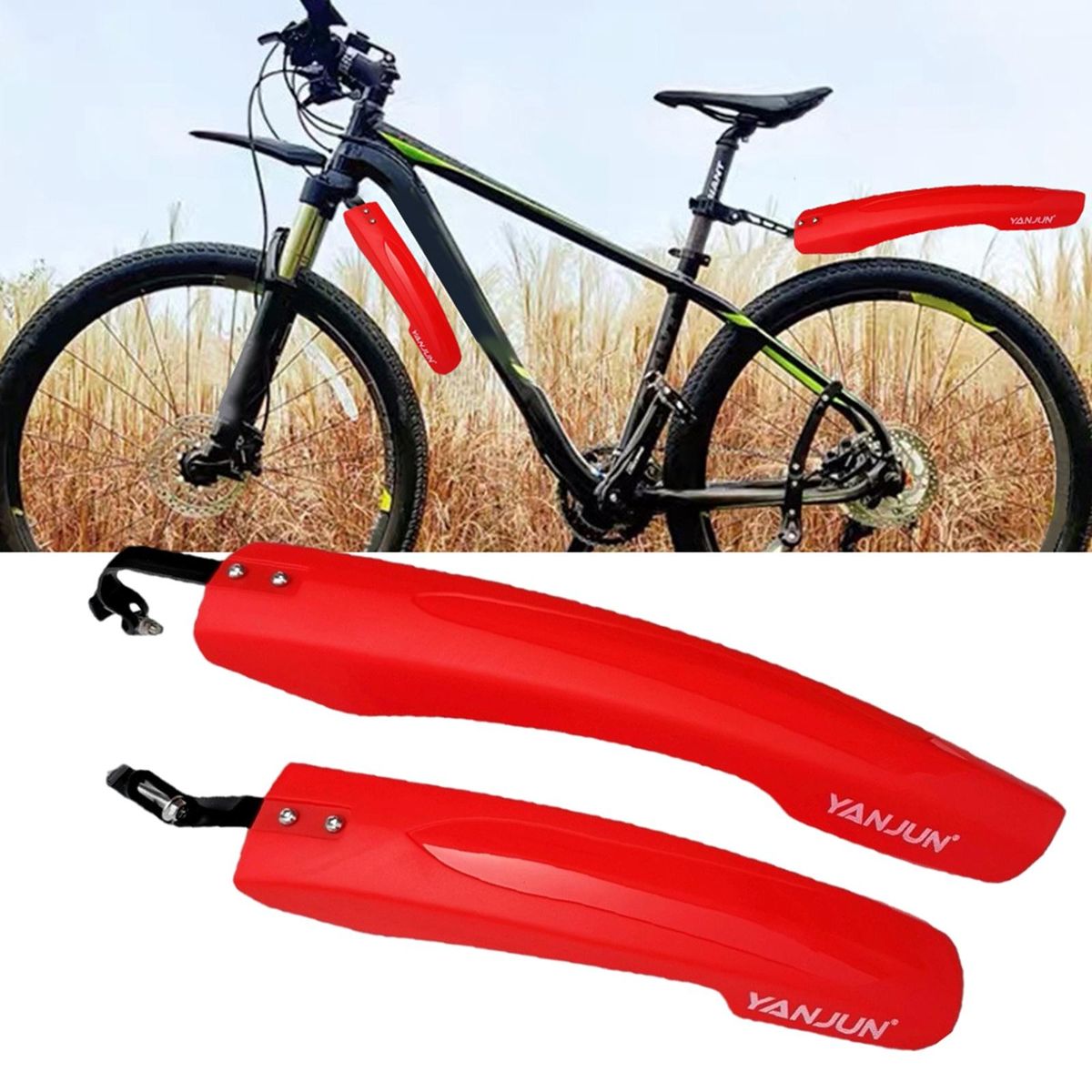Mountain Bike Mudguard Set Adjustable Cycling Parts Protector Full Red