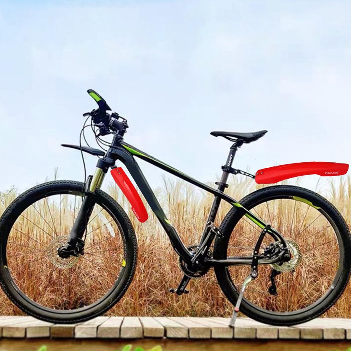 Mountain Bike Mudguard Set Adjustable Cycling Parts Protector Full Red