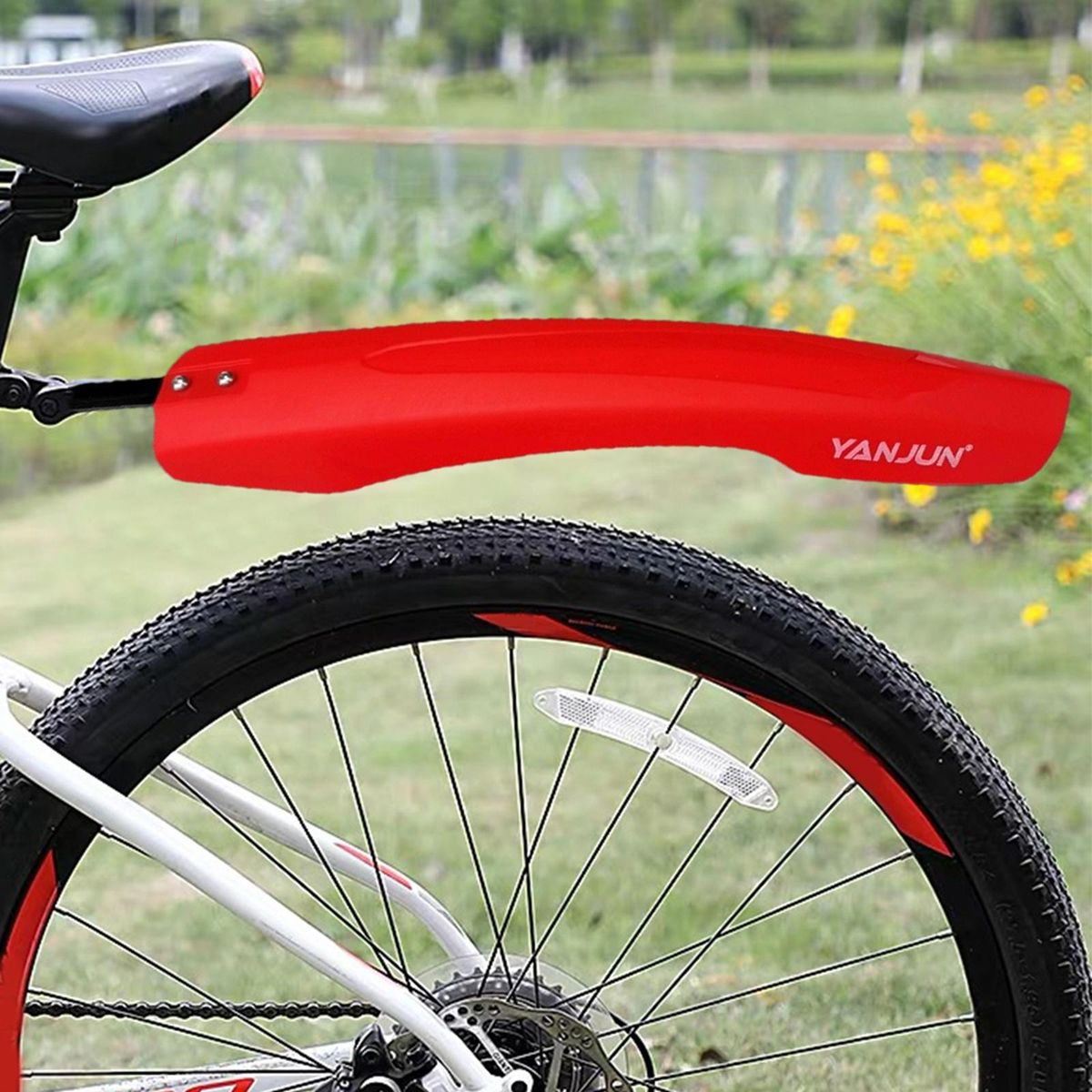 Mountain Bike Mudguard Set Adjustable Cycling Parts Protector Full Red
