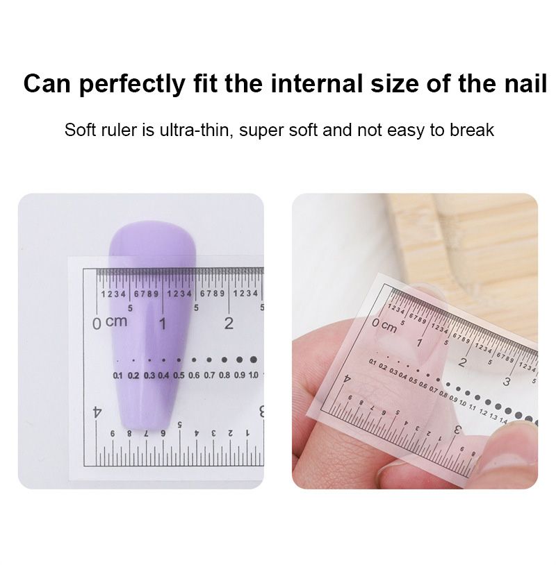 10PCS Fake Nails Measuring Ruler Transparent Nail Art PVC