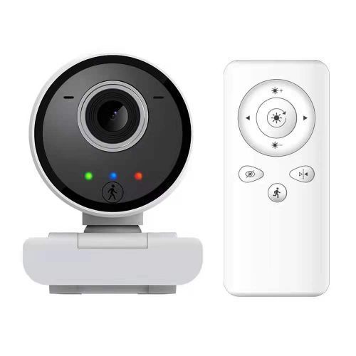 2MP 1080P Wireless PTZ Motion Detection USB Camera With Remote Controller Webcam For Online Teaching Conference Video Meeting White