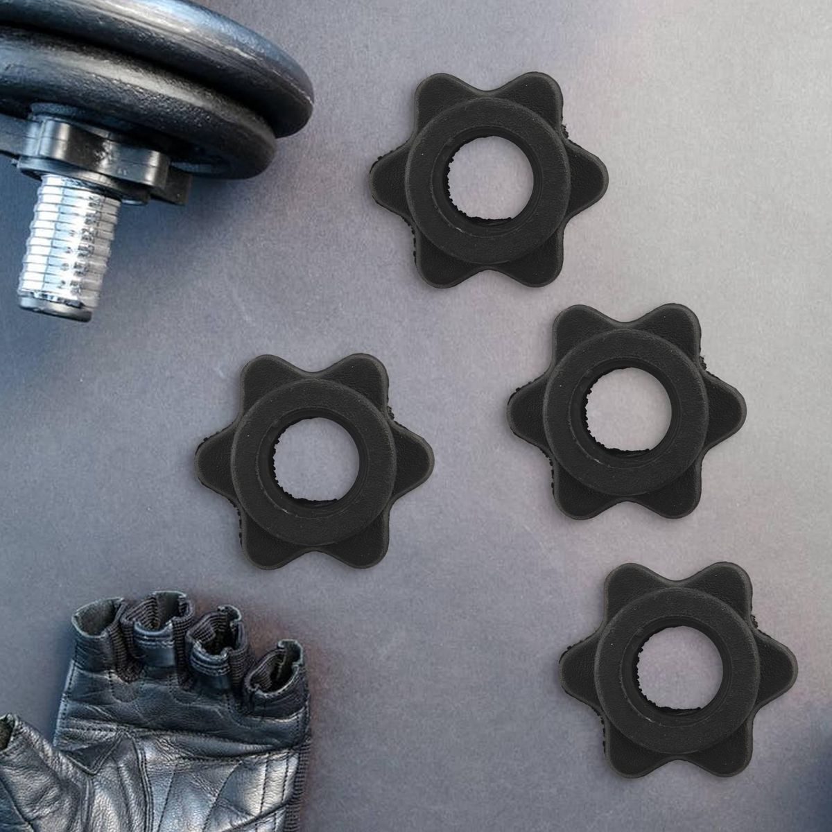 4 Pairs Dumbbell Hex NutDumbbell Rod Nut Collars For Barbells Training Sports