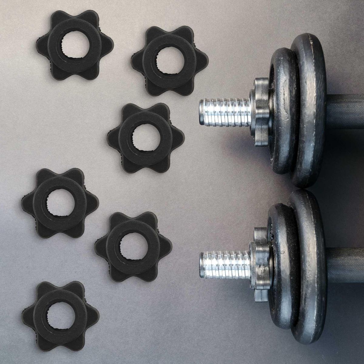 4 Pairs Dumbbell Hex NutDumbbell Rod Nut Collars For Barbells Training Sports