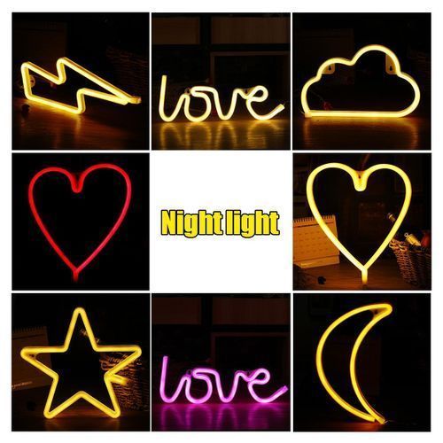 LED Neon Sign Light USB/Battery Operated Night Lights Bedroom Christmas Decor