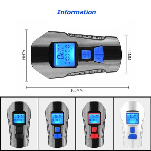 USB Bicycle Light Horn Flashlight Cycle Bike Speedometer
