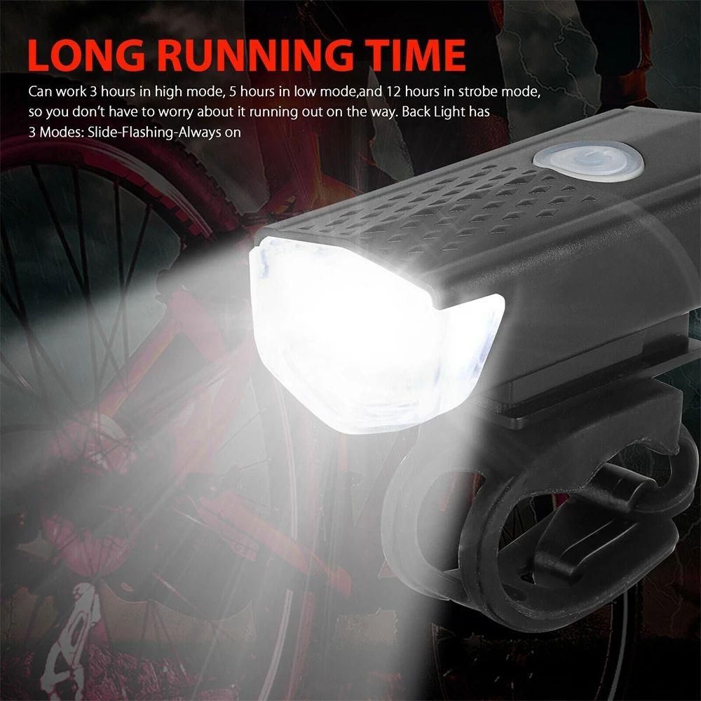 1PC Waterproof Cycling Light Safety  USB Recharge Front Rear Bike Light