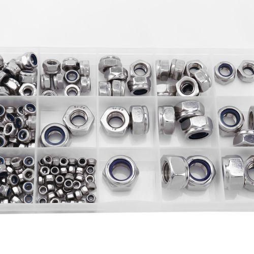 170Pcs/Set Lock Nuts Fastener M3/M4/M6/M8/M10/M12