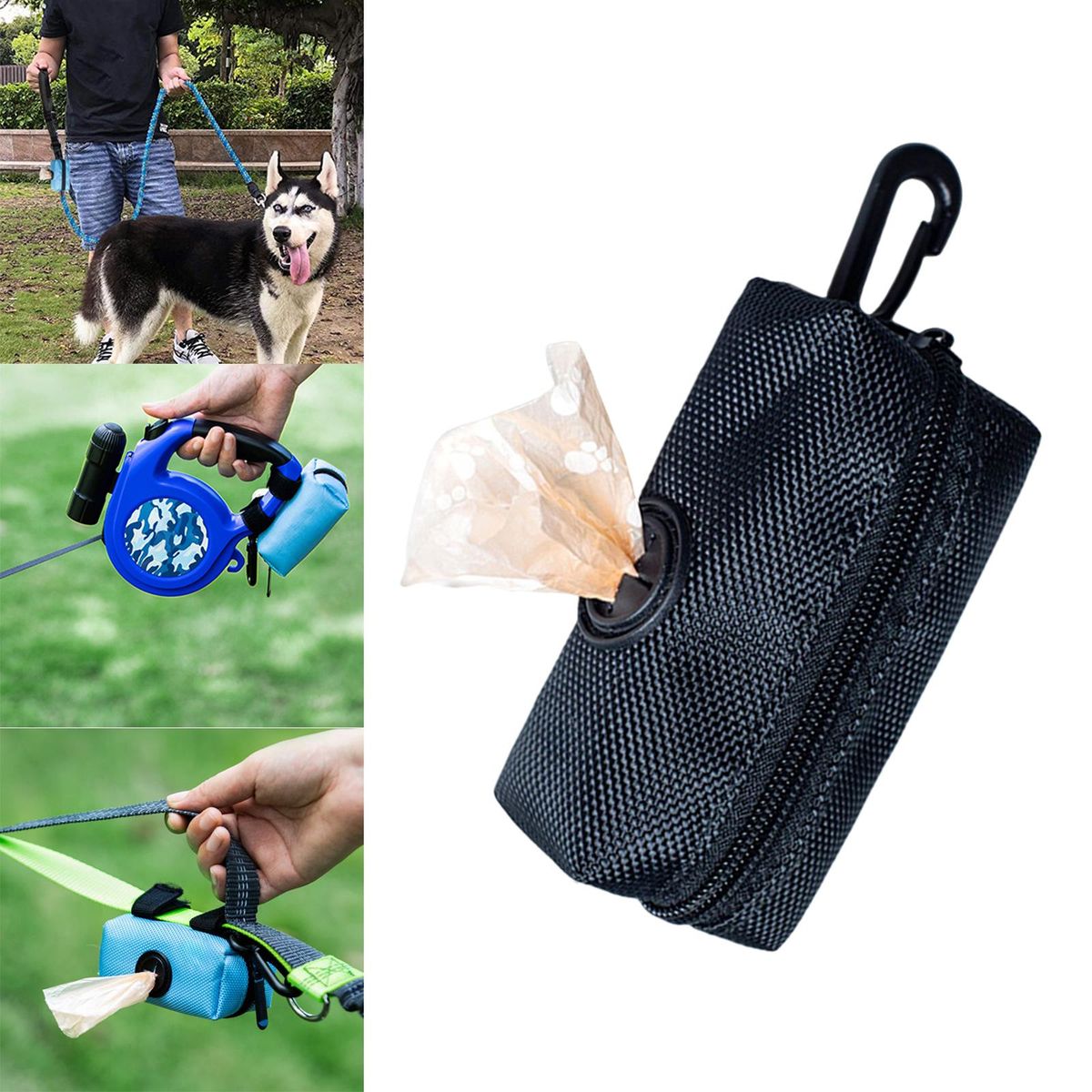 2Pcs Dog Poop Waste Bag Dispenser Holder Poo Bags Doggy Black Purple