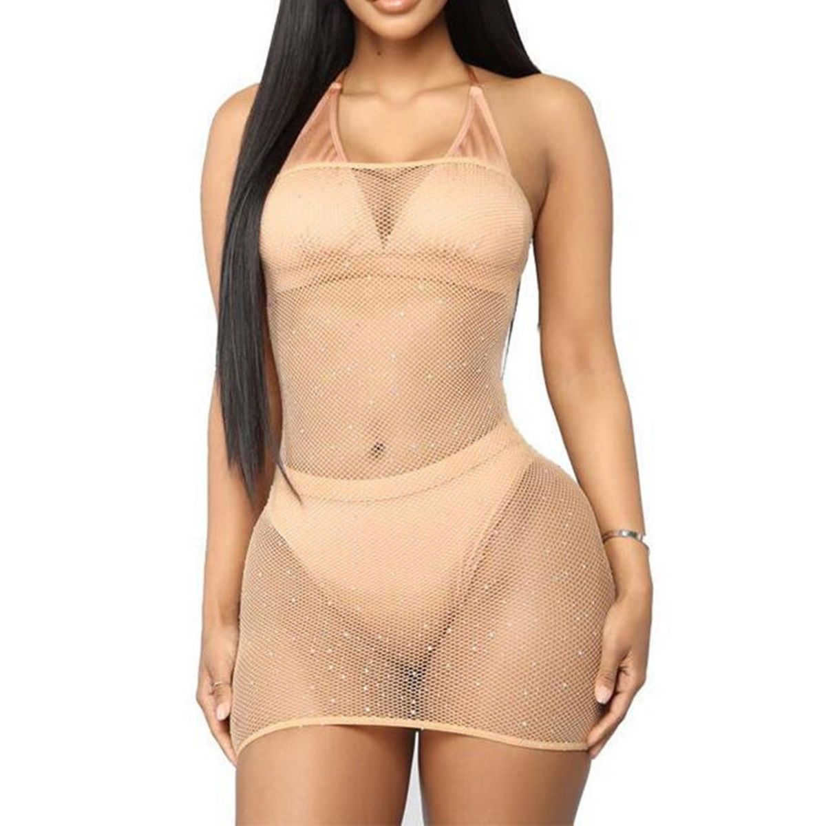 Women Underwear Transparent Lingerie Erotic Costumes Porn Stockings C Beige