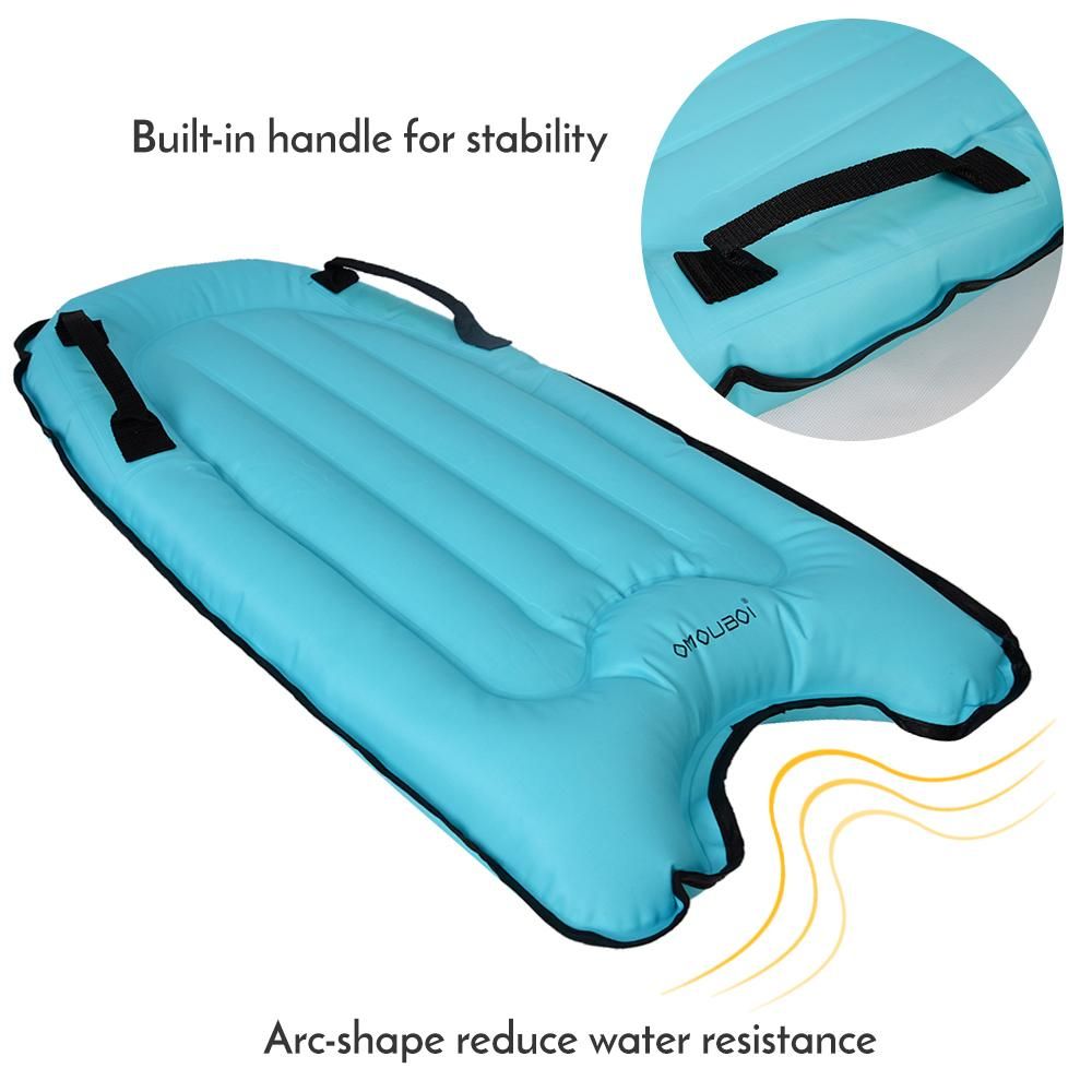 Inflatable Surfing Board with Handles Surfing Body Board Folding Beach Surfboard Lightweight Swimming Floating Mat Devices Kids Adults Surfboard Safety Beach Pool Toy