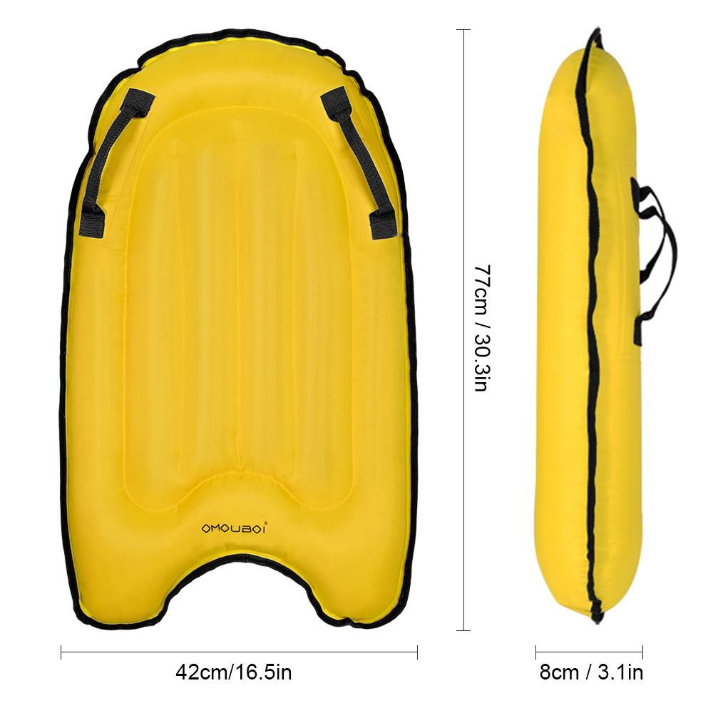 Inflatable Surfing Board with Handles Surfing Body Board Folding Beach Surfboard Lightweight Swimming Floating Mat Devices Kids Adults Surfboard Safety Beach Pool Toy