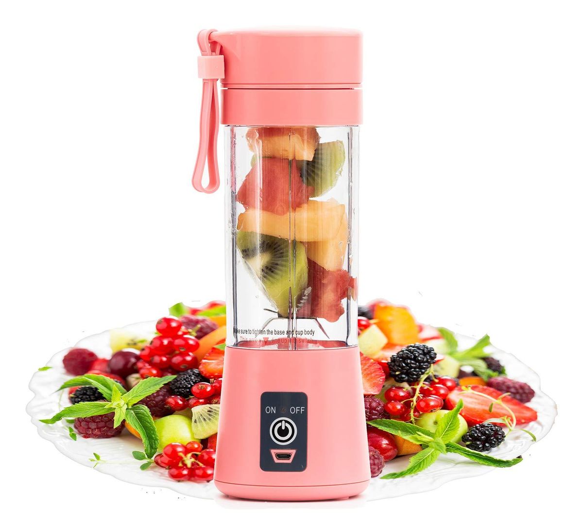 USB Mini Portable Rechargeable Fruit Blender - 380ml - Pink