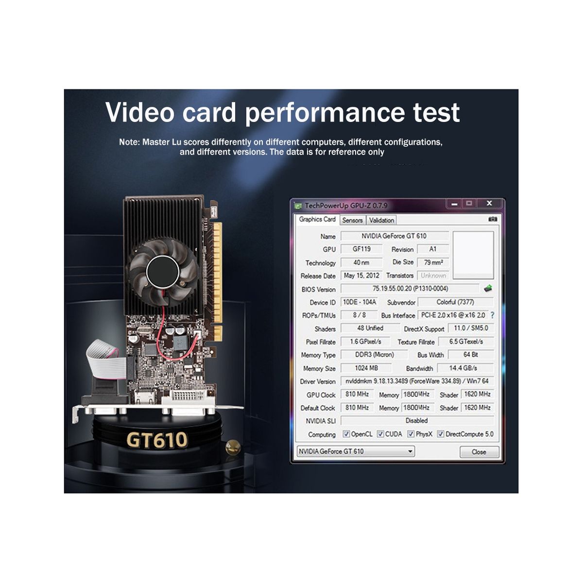 GT610 1GB Desktop Graphics Card DDR3 64Bit Video Card