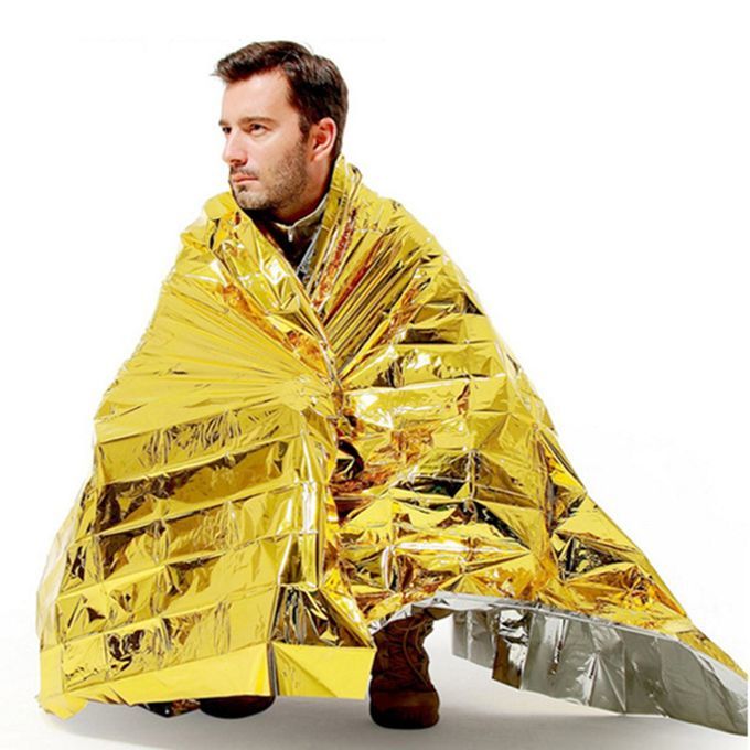 Waterproof Emergency Survival Blanket Outdoor Wild Rescue Blanket Sunscreen Gold