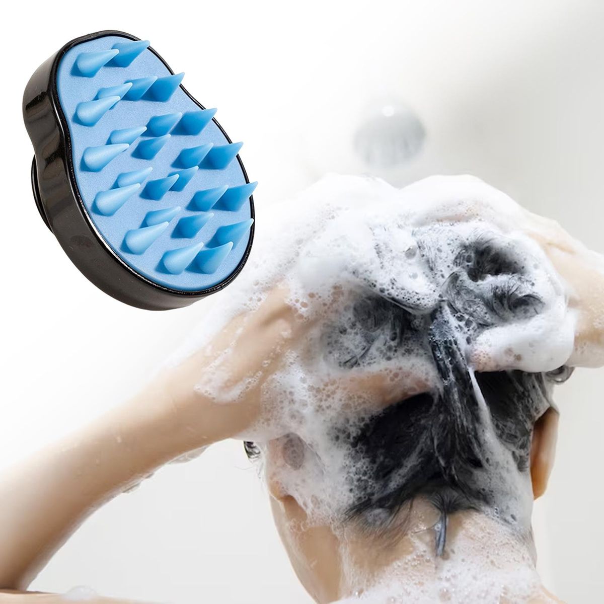 Hair Scalp Massager Shampoo Brush For Curly Straight Blue