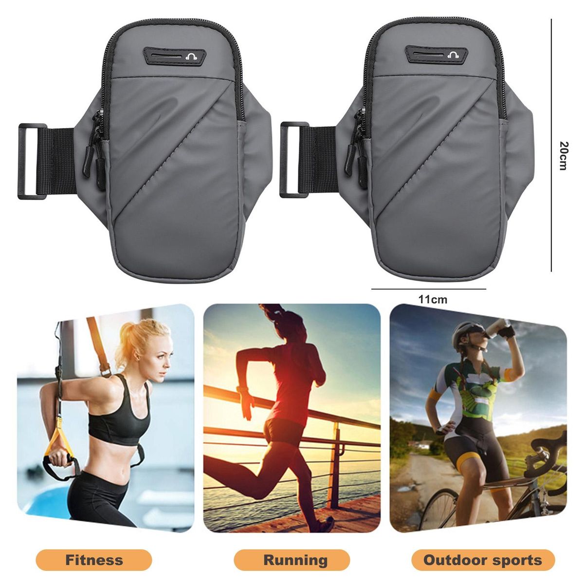 Gym Phone Holder Phone Holder Running Armband Grey
