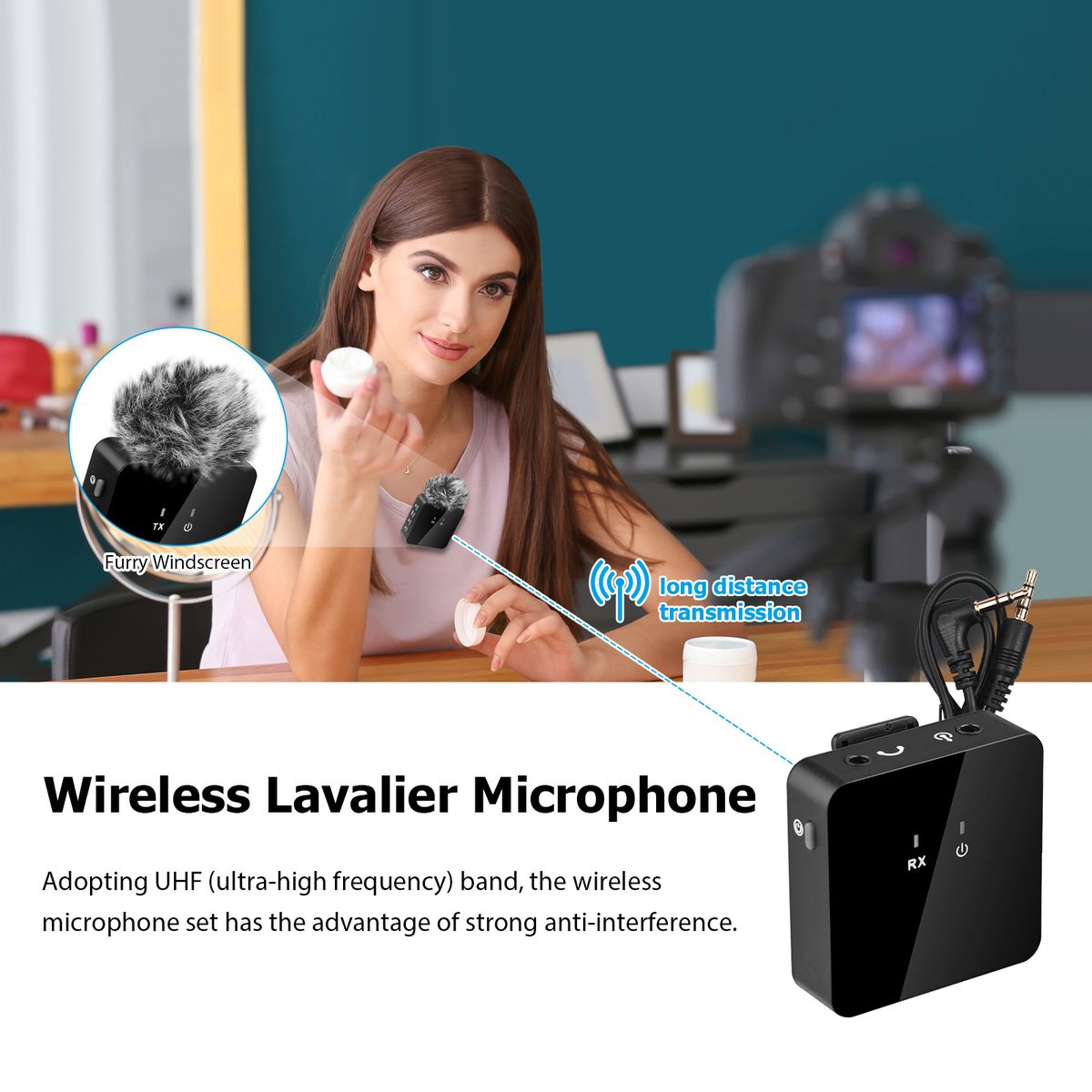 Wireless Lavalier Microphone UHF Wireless Lavalier Mic 2