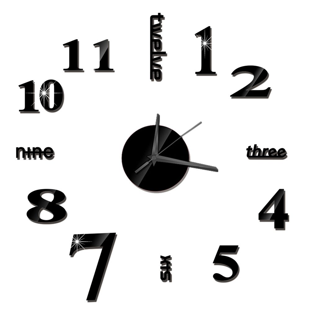 DIY Wall Clock Frameless Mirror Wall Clock Large Mute Wall