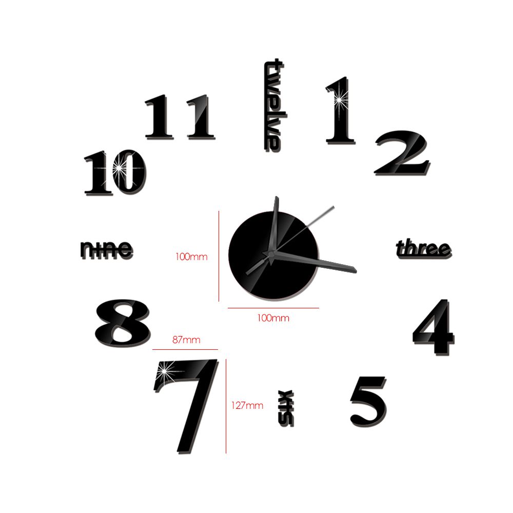 DIY Wall Clock Frameless Mirror Wall Clock Large Mute Wall