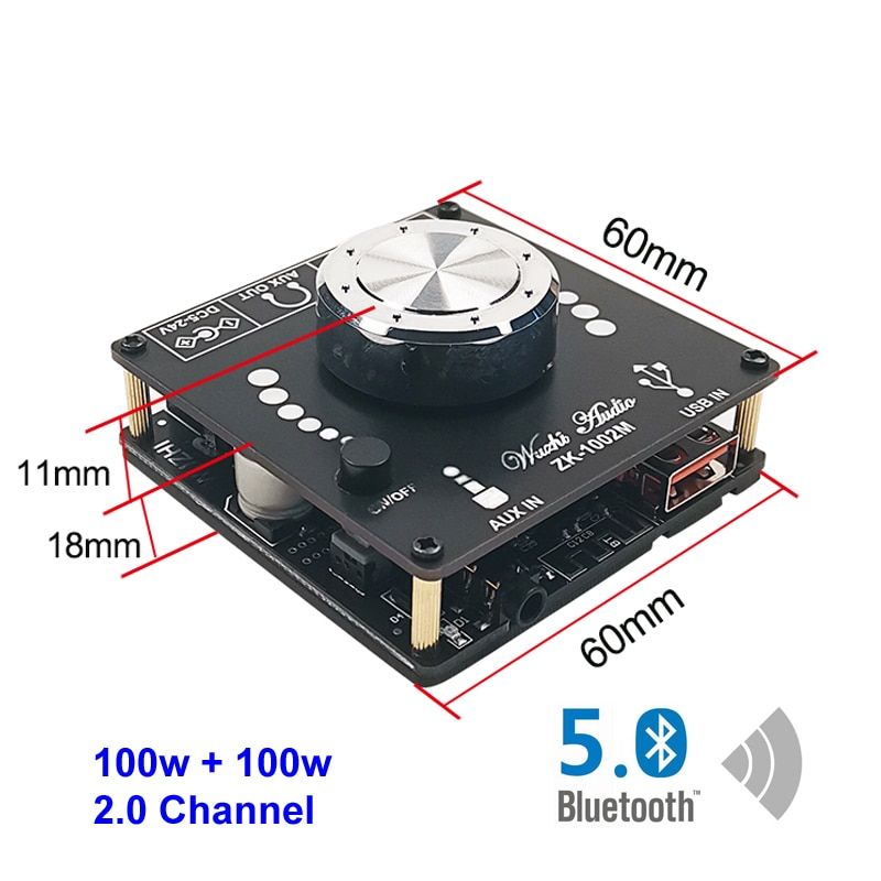 100W+100W Bluetooth 5.0 Amplifier Board Digital Audio Power ClD 20W~200W HiFi Stereo 2.0 Channel Music USB Sound Card AMP
