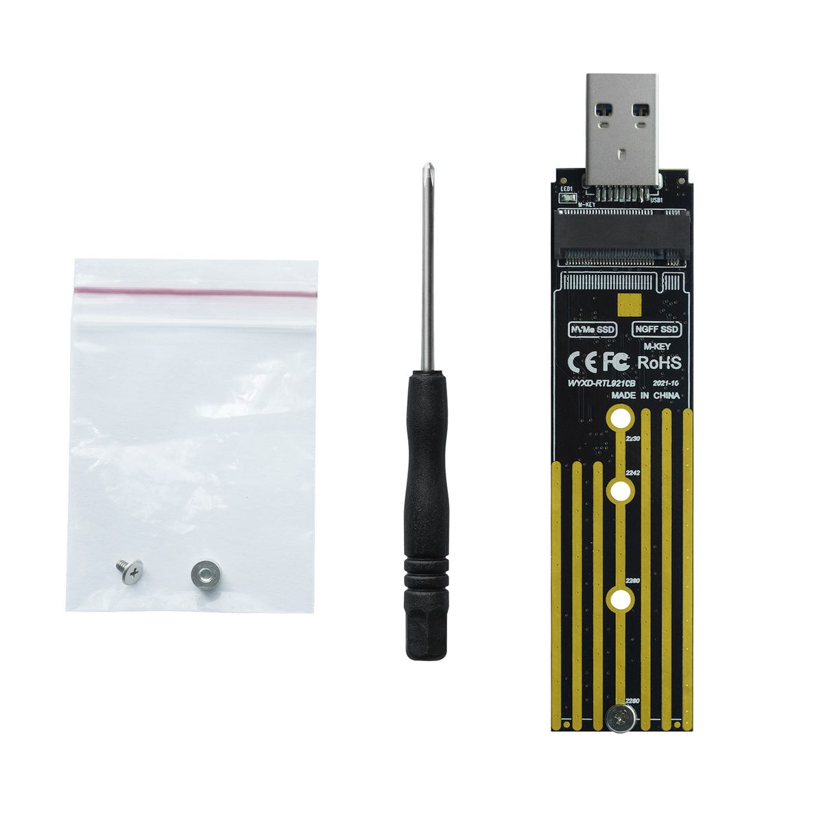 NVMe PCIe To USB3.1 Type A M.2 In-line Adapter Board 2 In 1