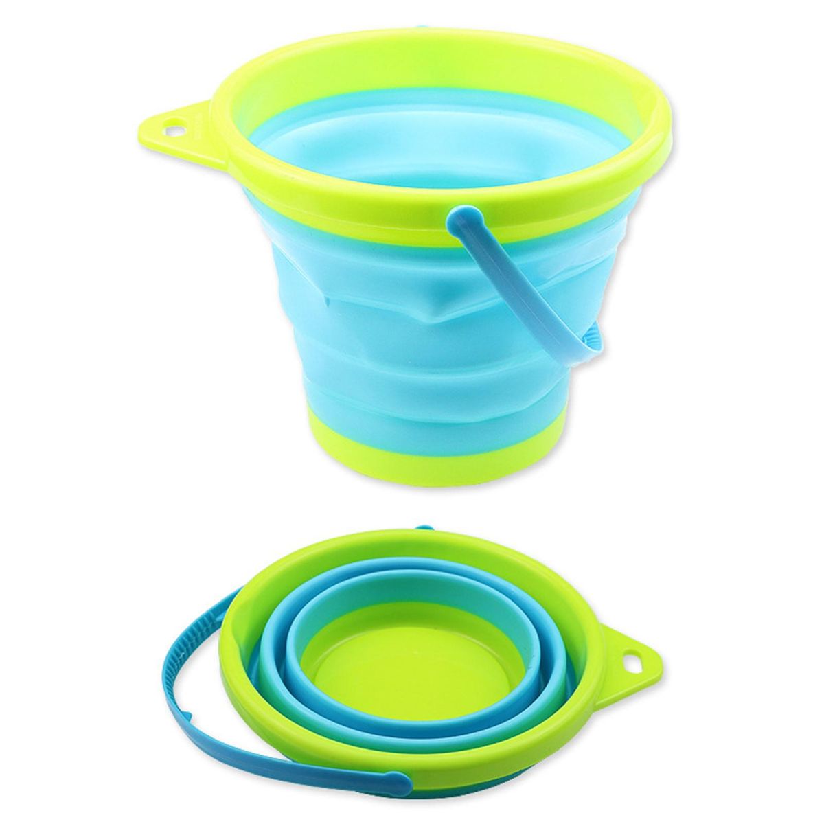 Folding Bucket Summer Beach Folding Bucket Blue1