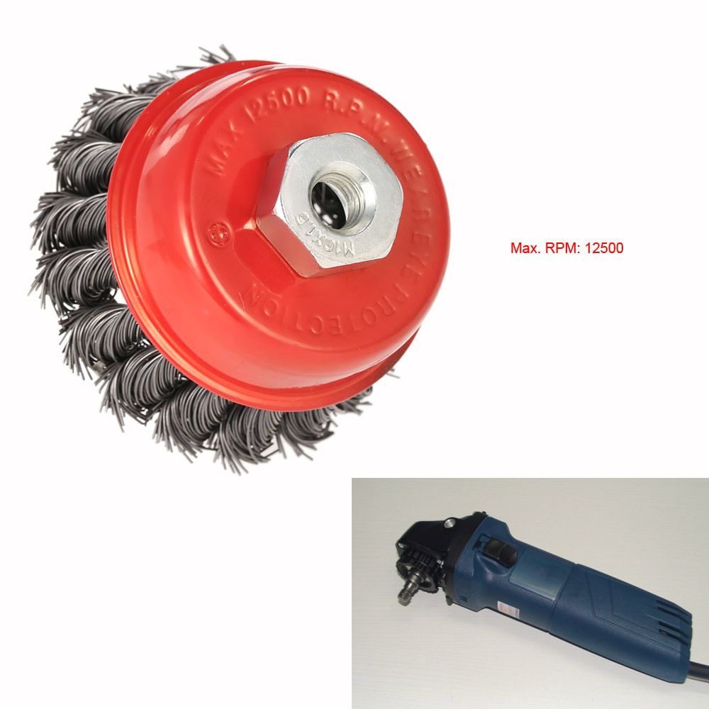 75mm 3" Steel Wire Wheel Knotted Cup Brush Rotary Steel Wire