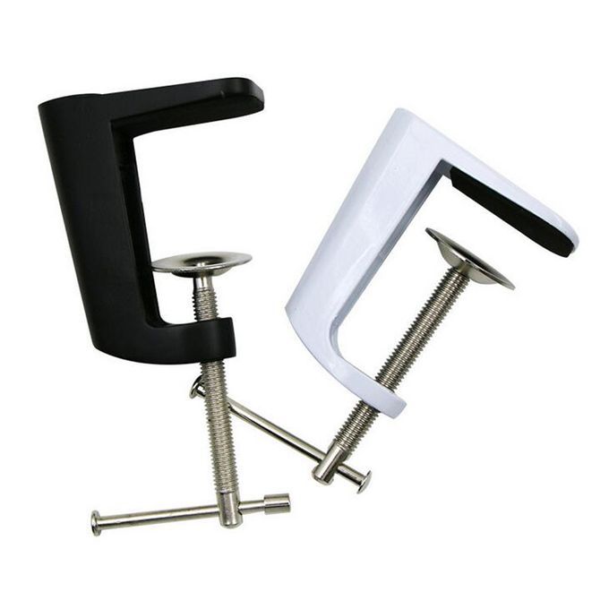 Adjustable Arm Clamp Table Lamp Clip Swivel Lock Clamp Metal Black