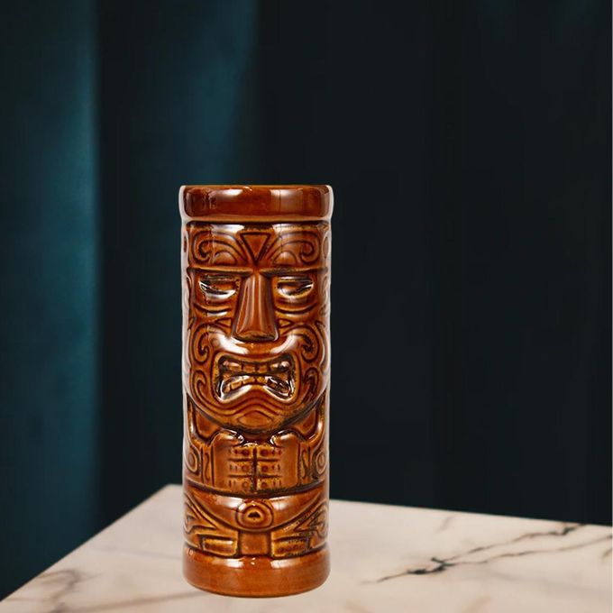 Hawaii Tiki Mugs Ceramic Large  Mug Cute Tiki Maui Statue Brown